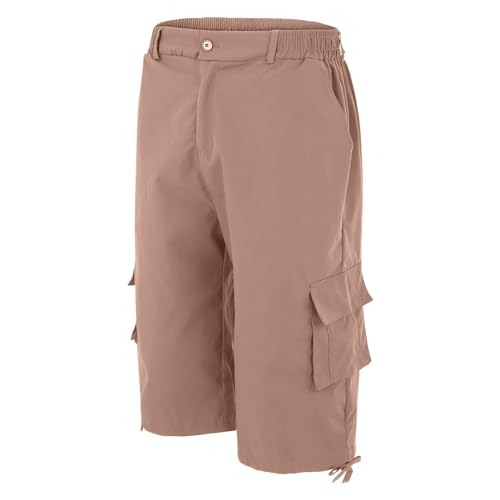 Mens Casual Cargo Capri Pants Wide Leg Loose Fit Tactical Pants Cropped Outdoor Hiking Fishing Trousers with Pocket3