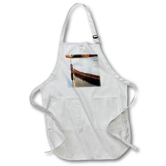 BLACK Full Length Apron with Pockets 22w x 30l - USA, WA, Seattle. Wooden boat reflects on lake Places
