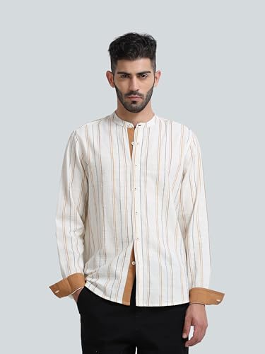 Image of StitchX Men's Full Sleeve Mandarin Collar Jacquard Shirt