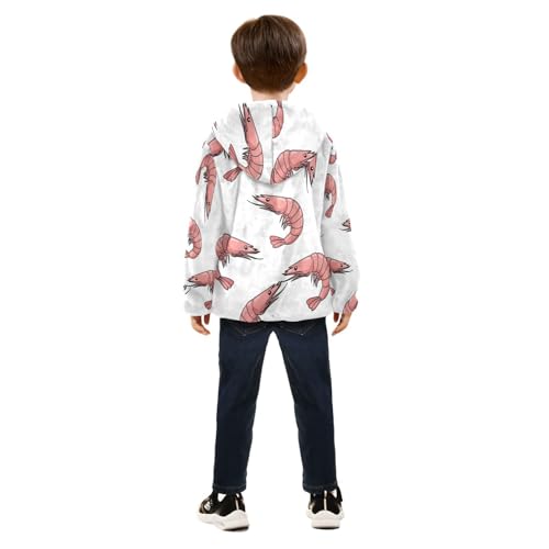 Shrimp Pattern Print Design Toddler Fleece Jacket Girl Boys Hooded Fleece Jacket Coat Warm Outwear Zip-up 3-10T4