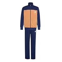 adidas Unisex Kids Junior Tricot Colourpop Tracksuit, dark blue/Dusky Orange/white, 11-12 Years