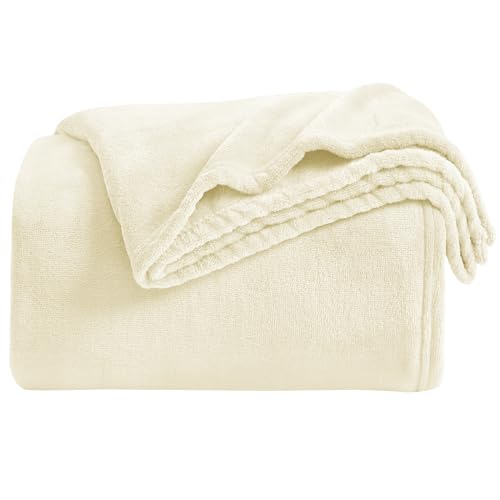 KMUSET Cream Fleece Blanket Twin Size - Lightweight Super Soft Cozy Bed Blanket Microfiber 60 x 80 inches