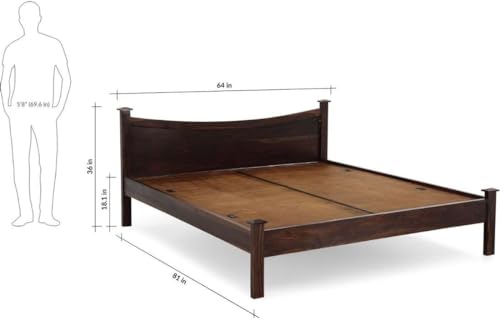 Image of Bed Solid Sheesham Wood for Your Bedroom Delivery Condition-DIY(Do-It-Yourself) Solid Wood Queen Bed (Finish Color - Dark Walnut Finish, Delivery Condition - DIY(Do-It-Yourself))