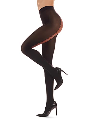 Women's Lace Me Up Backseam 60 Denier Opaque Tight2