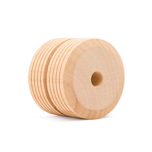 image for Mini Wooden Wheels, 1-1/2 Inch Thick Dual Treaded Wheel, 2 inch Diamet
