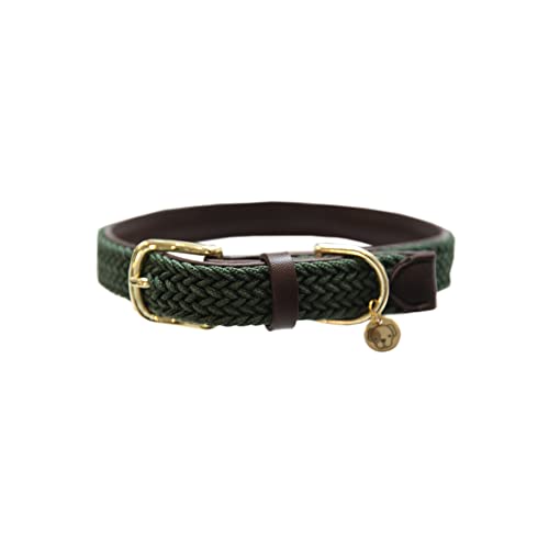 Kentucky - Collare per cani – Guinzaglio in nylon intrecciato – Verde oliva – Taglia M/L (58 cm)