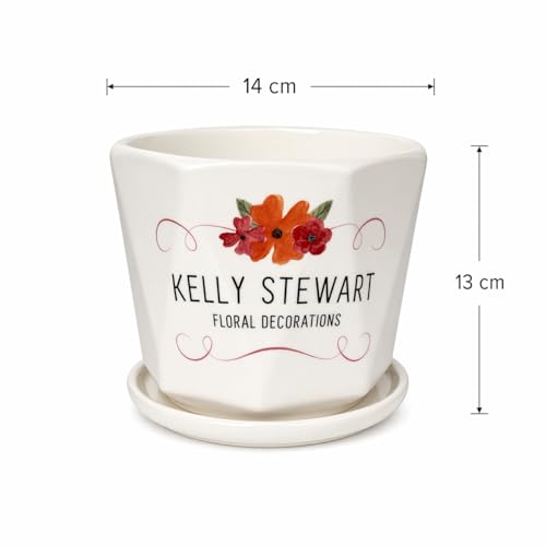 Image of Xtore Charming Floral Printed Ceramic Planter with Drainage Tray | Decorative Indoor Flower Pot for Home, Office Desk & Balcony Styling (Multicolor - Planter only)