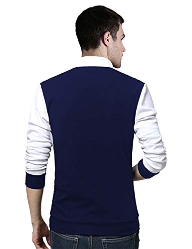 Image of EYEBOGLER Men Solid Regular fit T-Shirt(T16 Navy Blue White L)