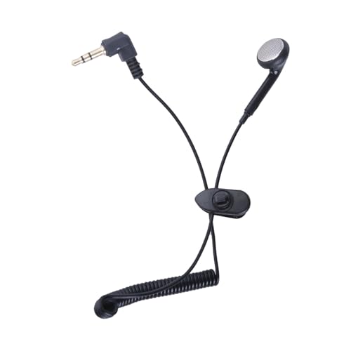 Convenient 3.5mm Single Side Earphone Spring Coiled Cable Mono Earbud with Clip & Sponge Cover for Driving and Sports 3.5mm Earphone