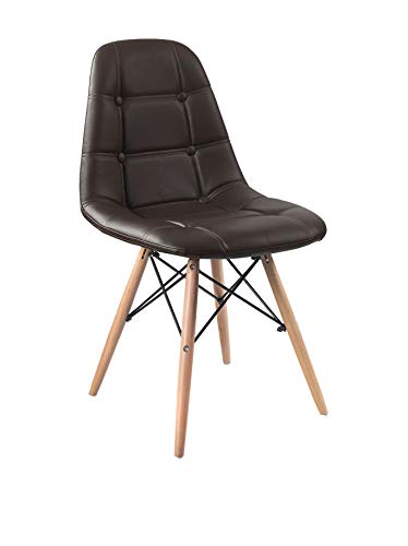 lo+demoda Wooden Buttoned Silla, Madera, Marrón, 52x44.5x85.5 cm, 2 Unidades