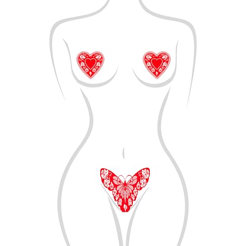 Edible Body Pasties for Women Vanilla Flavor Red/Rose Pattern
