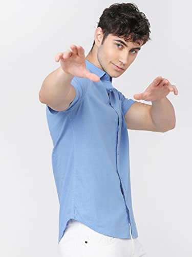 Image of Ketch Men's Cotton Slim Fit Solid Half Sleeve Shirt