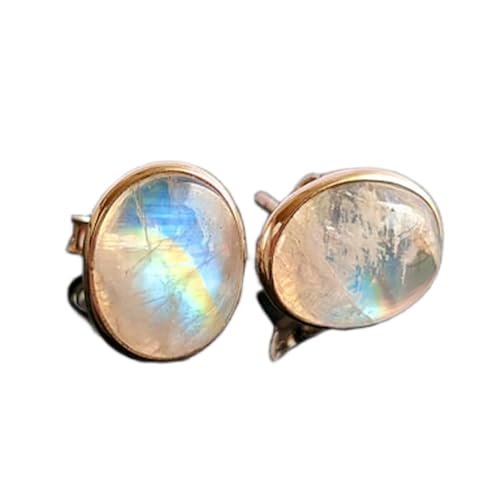 Boucles d'oreilles pierre de lune naturelle argent 925 idée cadeau ovale pour femme