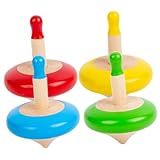 Abaodam 4Pcs Wooden Gyro for Colorful Portable Small Spinning Tops Creative Funny Interactive S Wood