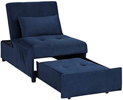 Lexicon Ohana 4-in-1 Storage Ottoman Bench Sleeper Bedr, Navy Blue
