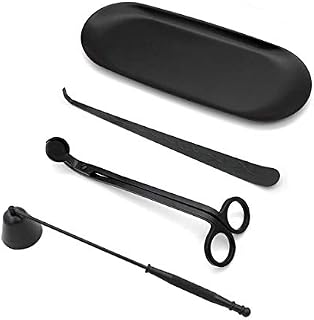 ABMRO 4 in 1 Stainless Steel Candle Cover Tools kit,Candle Wick Trimmer Cutter, Candle Wick Dipper,Candle Snuffer and Plate Holder
