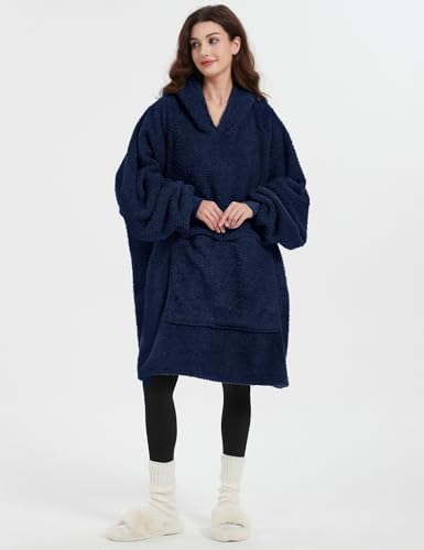 Image of KFUBUO Sherpa Wearable Blanket Hoodie Adult Oversized Sweatshirt Blanket Gifts for Women
