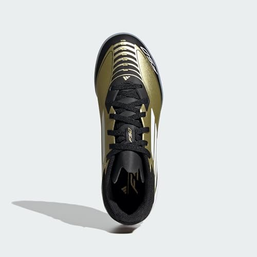 Adidas F50 Messi LEAGUE TF Futsal Shoes, Junior Kids, Boys and Girls, 6.7 - 9.6 inches (17 - 24.5 cm), Gold Metallic/Footwear White/Core Black (IG9277), 24.5 cm3
