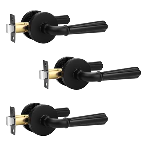 Orger 3 Pack Matte Black Passage Door Lever Interior Non-Locking Door Handle, Passage Door Lock for Closet and Hallway, Black Door Handle for Right & Left Sided Doors