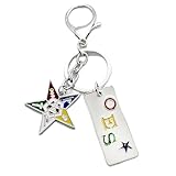 muiot Fashion OES Metal Keychain with Enamel Charms - Order Of The Eastern Star Society Nameplate Keychains