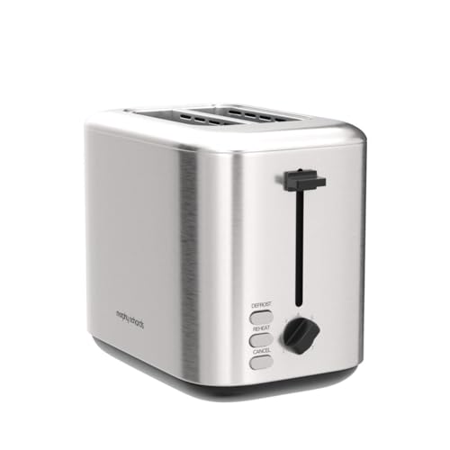 Morphy Richards Equip 2 Slice Toaster, Defrost and Reheat, Browning Controls, Variable Wide Slots, Removable Crumb Tray, 800W, Stainless Steel, 222067, Brushed