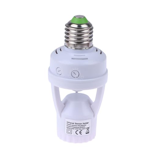 Duyeuau Base de lámpara LED E27 con sensores de movimiento, PIR, soporte de bombilla de inducción humana, adaptador de enchufe, convertidores ajustables
