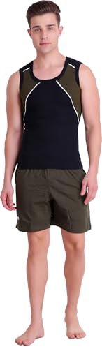 Image of T.T. Cotton Blend Shorts for Men | Regular Fit | Elasticated & Zipper | 2 Sided Pockets & 1 Back Pocket | Solid | Above Knee Length Bermuda Short | Ideal for Casual Outings