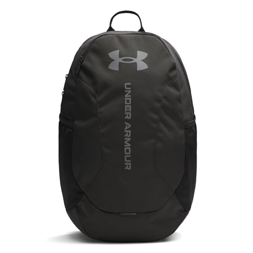 Under Armour Unisex Hustle Lite Rucksack, strapazierfähiger Sportrucksack mit verschiedenen Fächern, wasserabweisende Sporttasche mit 2 Flaschenhaltern,Black / / Castlerock,OSFM