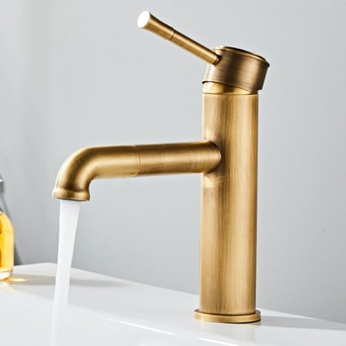 Robinets pour lavabo rétro mitigeur pivotant haut QTANZIQI laiton antique de salle de bain
