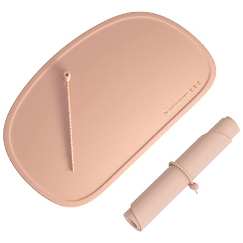 Cuddle Campus Silicone Placemat With Raised Edges For Kids,Toddlers,Babies, Non-Slip Table Setting Placemat For Dining,Come With String For Storage, (Peach Fuzz) #TOP2