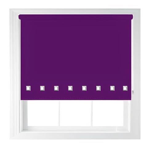 Square Eyelet Roller Blind Light Filtering Window Shade Child Safe Easy Fit Design Trimmable Ideal for Bedroom, Living Room Kitchen Campervan Caravan & Office (Aubergine, 90cm x 165cm (35.4" x 65"))