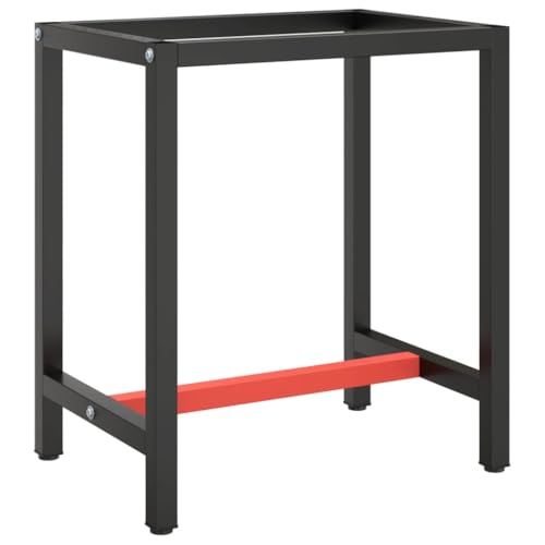 vidaXL Werkbankgestell Packtisch Arbeitstisch Tischgestell Tischfuß Werkbankfuß Werkbank Werkstatt Mattschwarz Mattrot 70x50x79cm Metall