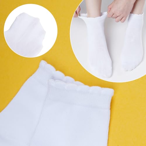 6 Pack Girls White Ruffle Dress Socks Cotton Ruffle Frilly Crew School Uniform Socks3