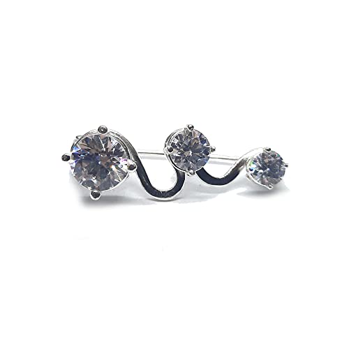 Broche argent 925 zircones accessoire chic pour veste et tenues de soirée