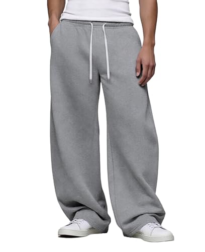 Image of Susclude Mens Lightweight Baggy Sweatpants Wide Leg Gym Lounge with Pockets | Wide Leg, Premium Cotton Blend, Inner /Outer Drawstring, 3 Pockets, Y2K Oversized, Breathable for Gym Lounge All Seasons