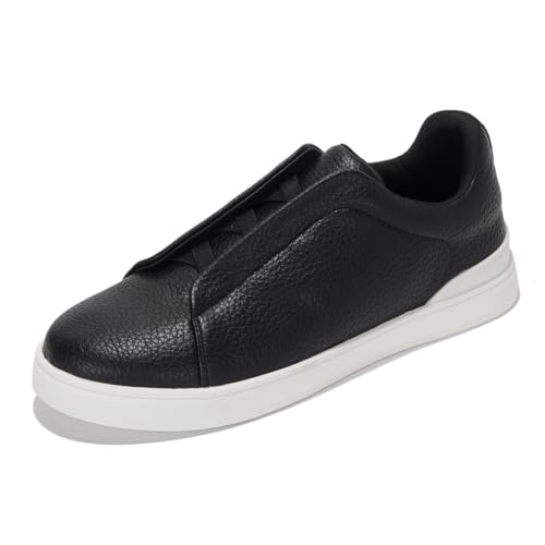 Project Cloud Genuine Leather Memory Foam Insole Mens Shoes - Lightweight & Non Slip Shoes for Men Sneakers - Everyday Slip On Mens Sneakers (Hudson, BLKPU, 10) Black