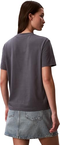 Calvin Klein Damen T-Shirt Kurzarm Hero Classic Monologo Tee mit Rundhalsausschnitt, Grau (Turbulence), XXS – Ansicht 2