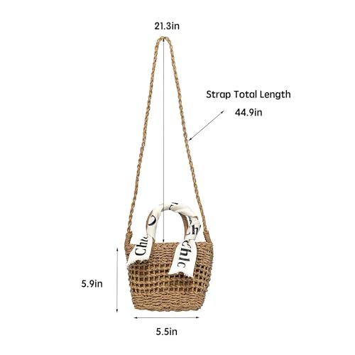 Image of Eiyye Straw Purse Top Tote Shoulder Bag Girl Coin Purse Crossbody Vacation Drawstring Opening