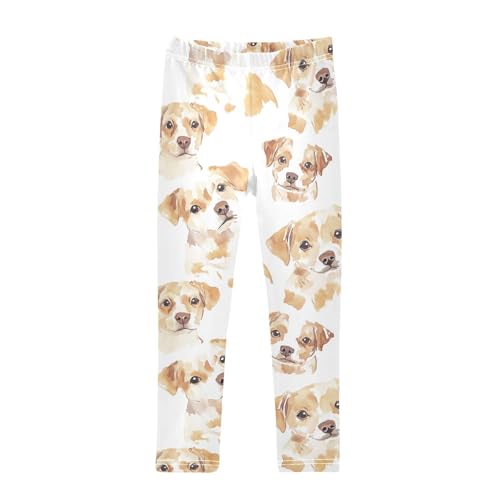 Watercolor Dog Girls Leggings,Workout Leggings for Girls Toddler Athletic Legging Size for 3-10T