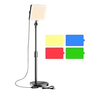 LED Video Light with Stand, Home Studio Back Lights, Photo Lights with Color Filters for Close Photography Lighting YouTube Video Recording, Desk Game Steaming