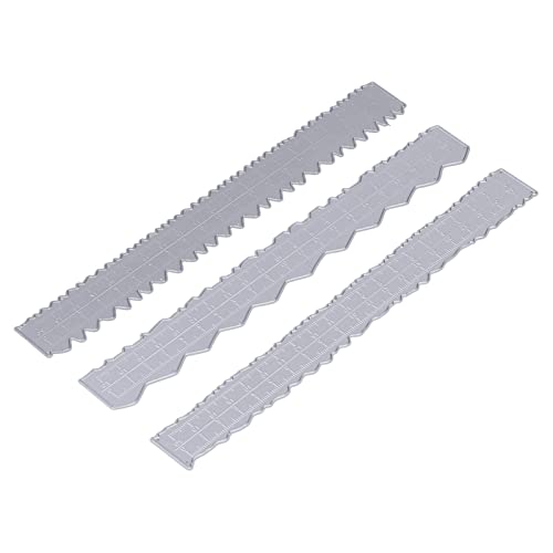3pcs Irregular Edges Ruler, Carbon Steel Die Cutting Tool with Lightweight Sturdiness for Paper Crafts Card Making