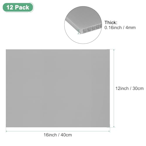Image of M METERXITY 12-Pack Corrugated Plastic Sheets, 12 Inch x 16 Inch Waterproof Blank Corrugated Poster Board Yard Signs for Garage Sale /Office /Classroom /Party /Lawn Sign Road [4mm Thick, Gray]