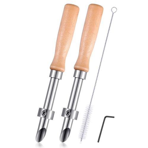 Celuicion Perforadora de agujeros de limonenzitrus para pajitas, herramienta de corte de pajita de 2 piezas de acero inoxidable y madera | Utensilio de cocina para la fabricación de bebidas en casa