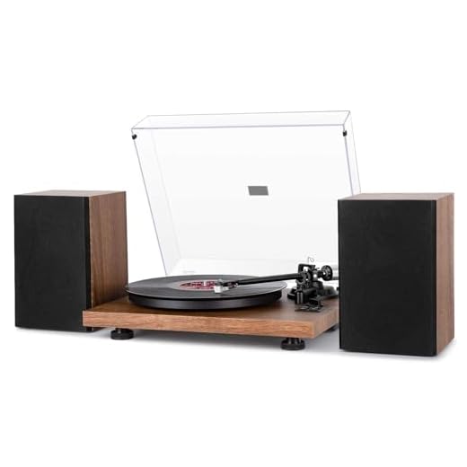 1 by ONE Bluetooth Turntable HiFi System with 36 Watt Bookshelf Speakers, Patend Designed Vinyl Record Player with Magnetic Cartridge, Bluetooth Playback and Auto Off