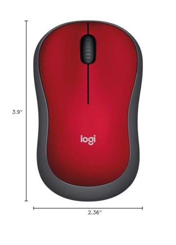 Image of Logitech M185 Wireless Mouse, 2.4GHz with USB Mini Receiver, 12-Month Battery Life, 1000 DPI Optical Tracking, Ambidextrous, Compatible with PC, Mac, Laptop - Red, (Pack of 4)