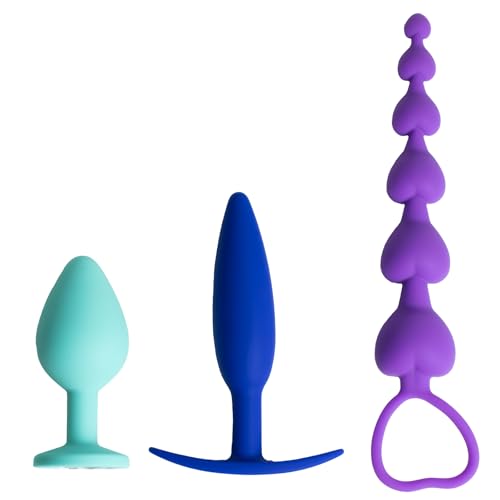 Anal Bead & Anal Training Kit 3PCS Silicone Anal Plug Set with Pull Ring Beginner to Advanced Anal Training Set for Men & Women Adult Couples Sex Toys.