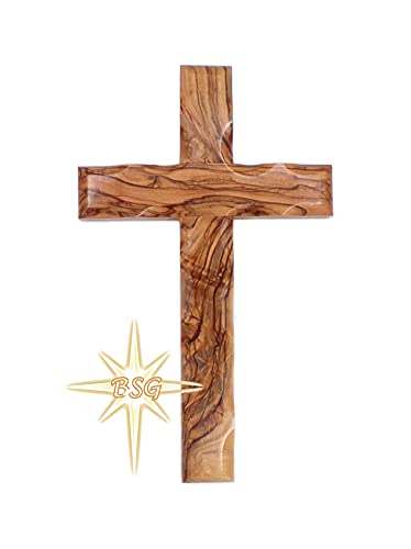 Wall Cross, Wooden Crosses from Bethlehem, Holy Land. Olive Wood Crucifix. Hanging Home Decor. Religious Gift for Godparents, Grandchildren, Kids Room Cross, New House, Christmas and Easter Gifts,