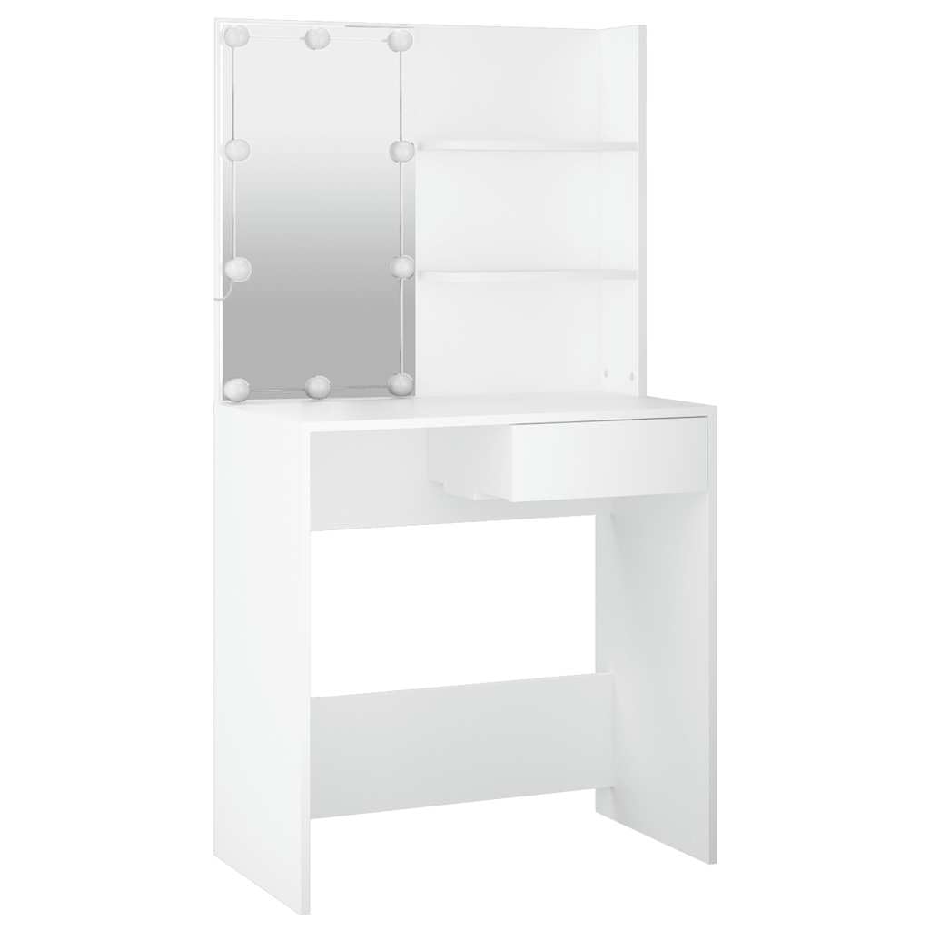 Coiffeuse | Table de Maquillage avec lumières LED en chêne noir 79x41x135 cm CFW211213 | Leroy Merlin