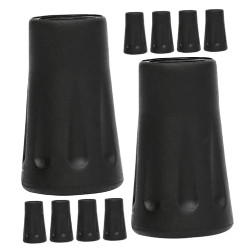 BUTIFULSIC 10pcs Hiking Stick Tips Crutch Foot Pads Walking Stick Rubber Ends Tent Pole Tips Caps Rubber Black