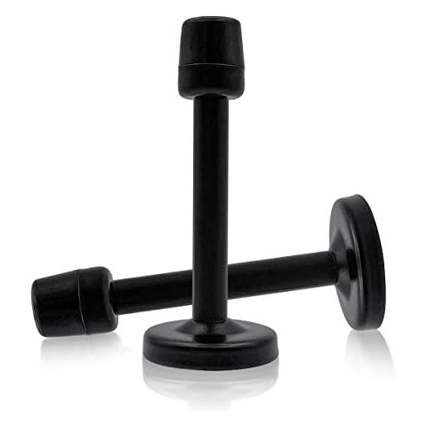 Door Stopper, Wall Mount Door Stop, 4 Inch Door Protection with Rubber Tips Sound Dampening, Black Doorstops for Skirtings, 2 Pack Cover